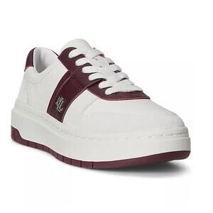 Lauren Ralph Lauren Women's Harlie Lace-Up Sneakers White Leather Size 8.5 NIB